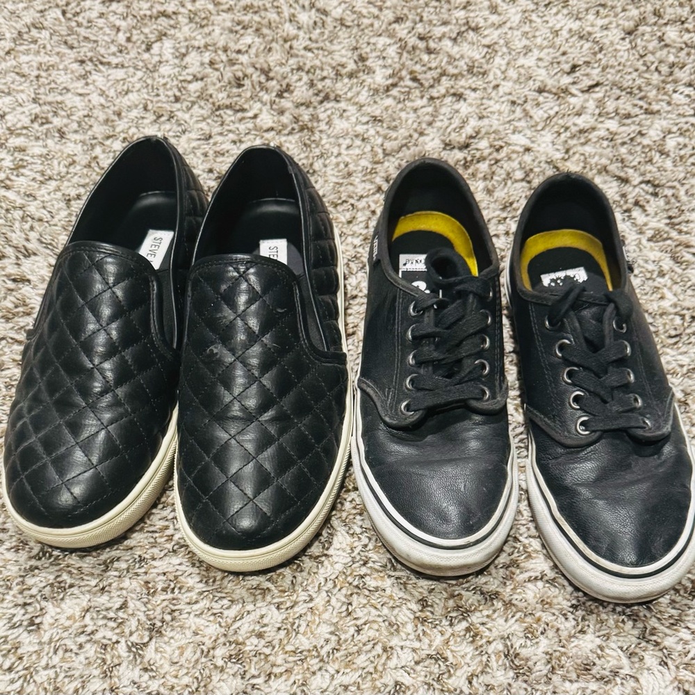 Vans Black Quilted Slip-On and Lace-Up Sneakers